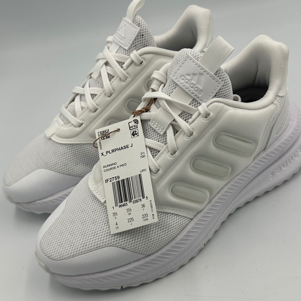Adidas X_PLRPHASE J Triple White NIB GS 4 Womens 5.5 IF2759 Runner‎ Sneakers NIB